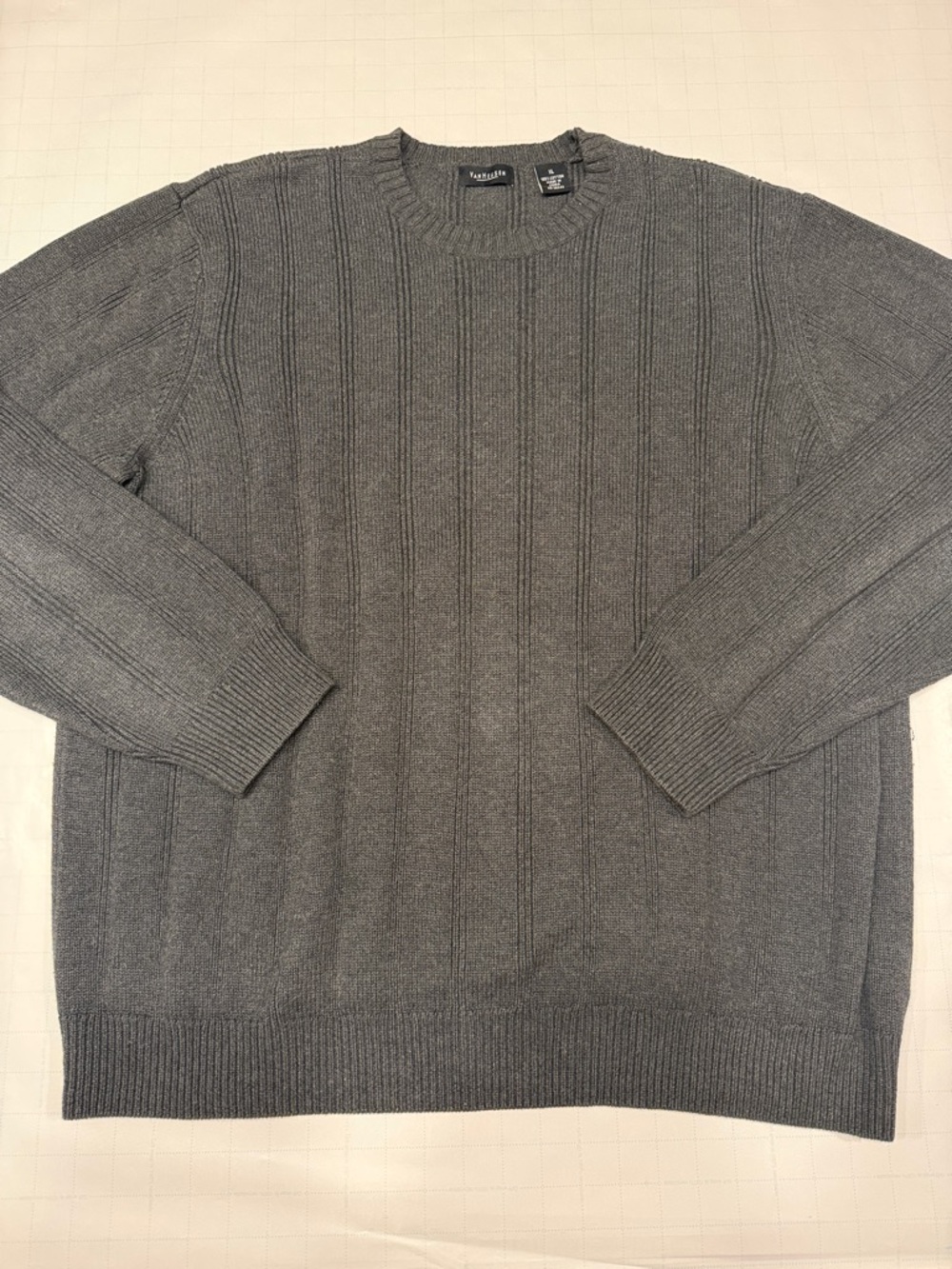 Van Heusen Gray Ribbed Crewneck Sweater